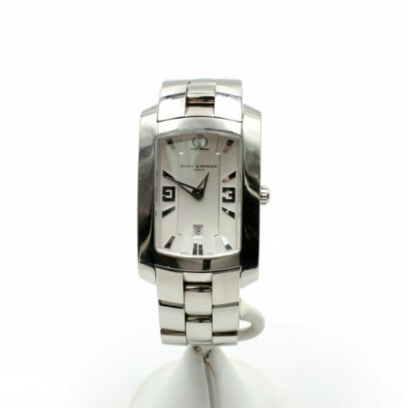 BAUME & MERCIER HAMPTON 65455 SWISS DATE STAINLESS STEEL LADIES WATCH #10136-6
